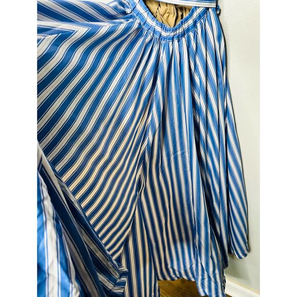ROSIE ASSOULIN Blue White Striped Wrap Skort Side Slit V-Neckline Dress Size 6 - Picture 15 of 16
